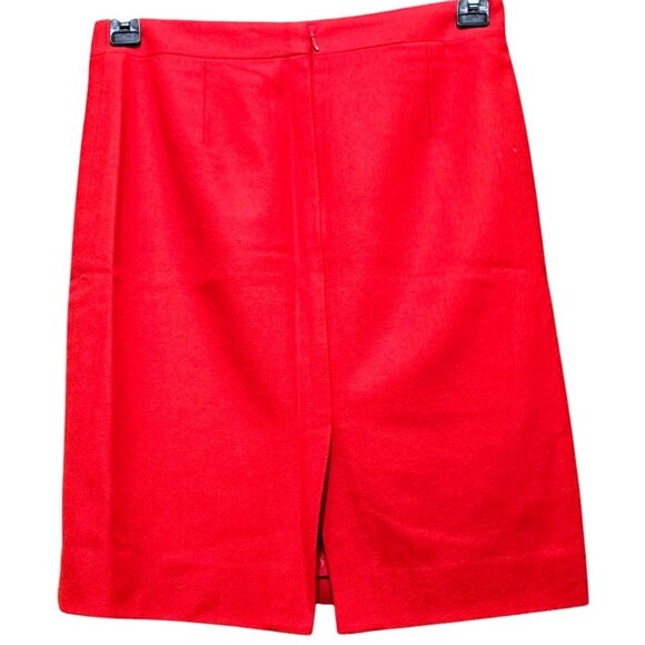 J.Crew Red Wool Blend Pencil Skirt Women's Size 4 Back Vent - Picture 2 of 9